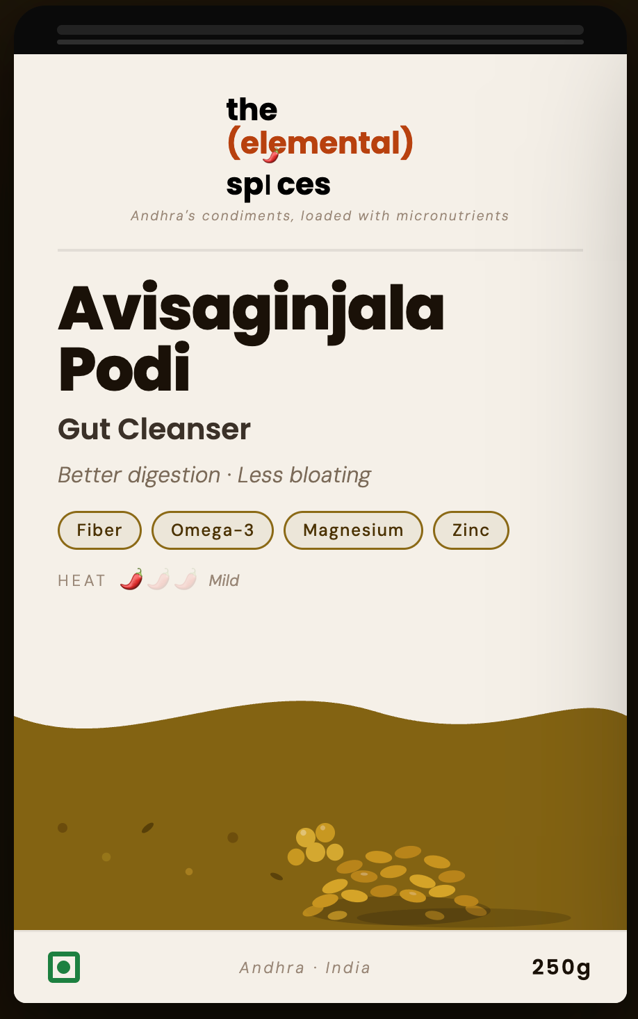Avisaginjala Podi · అవిసగింజల పొడి
